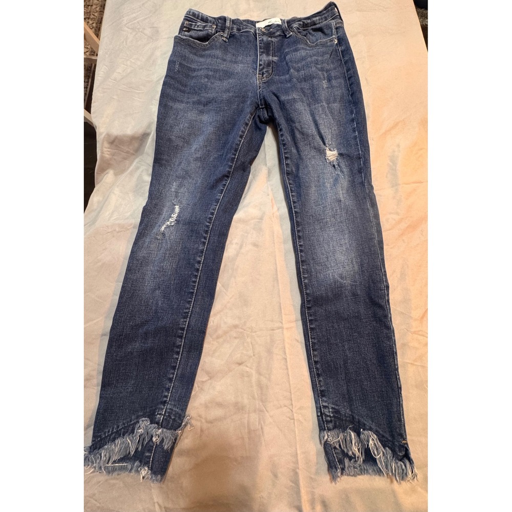 KanCan High Rise Distressed Skinny Jeans Medium Wash Frayed Hem KC8204D 11/29